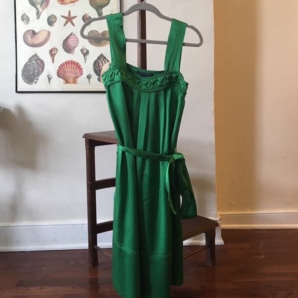Luscious forest-green silk Banana Republic dress