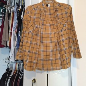 Yellow plaid flannel shirt