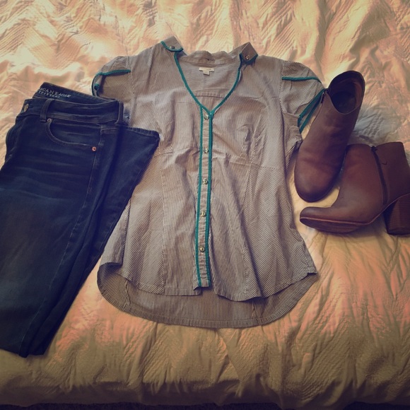 Striped polo with pretty accents. Size 12