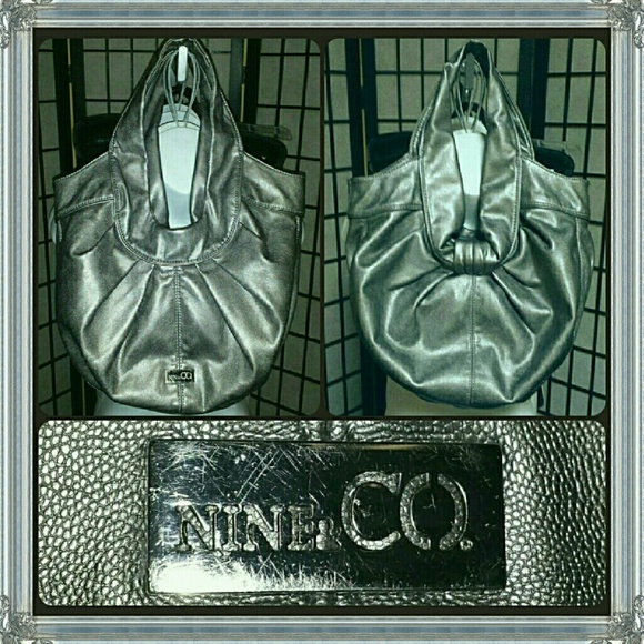 🔮 NINE & CO silver VEGAN LEATHER HOBO BAG PURSE