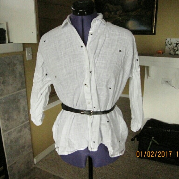 White Button Up with Embellished Stars