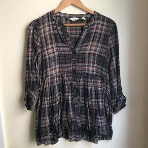 Plaid Peplum Blouse
