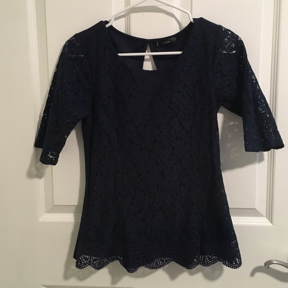 Navy and Lace top