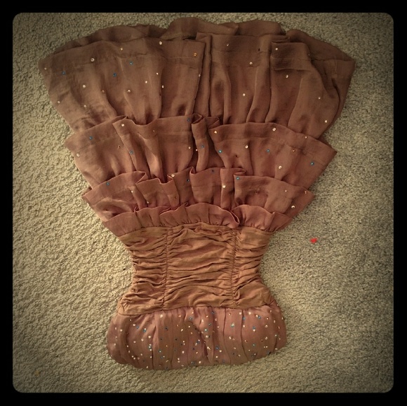 Cute brown strapless dress great quality