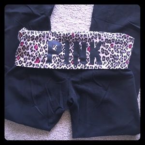 VS PINK yoga pants w/leopard waistband
