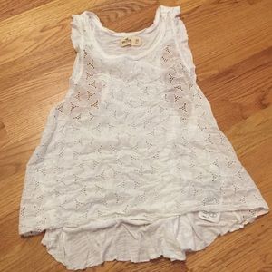 White floral sheer tank top