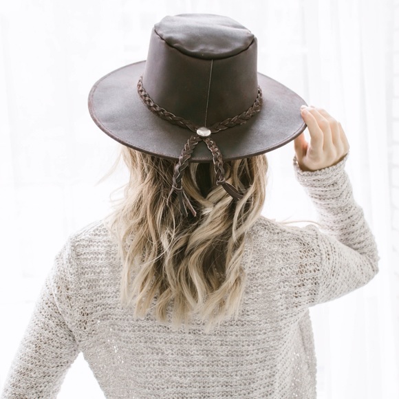Real leather, braided leather hat