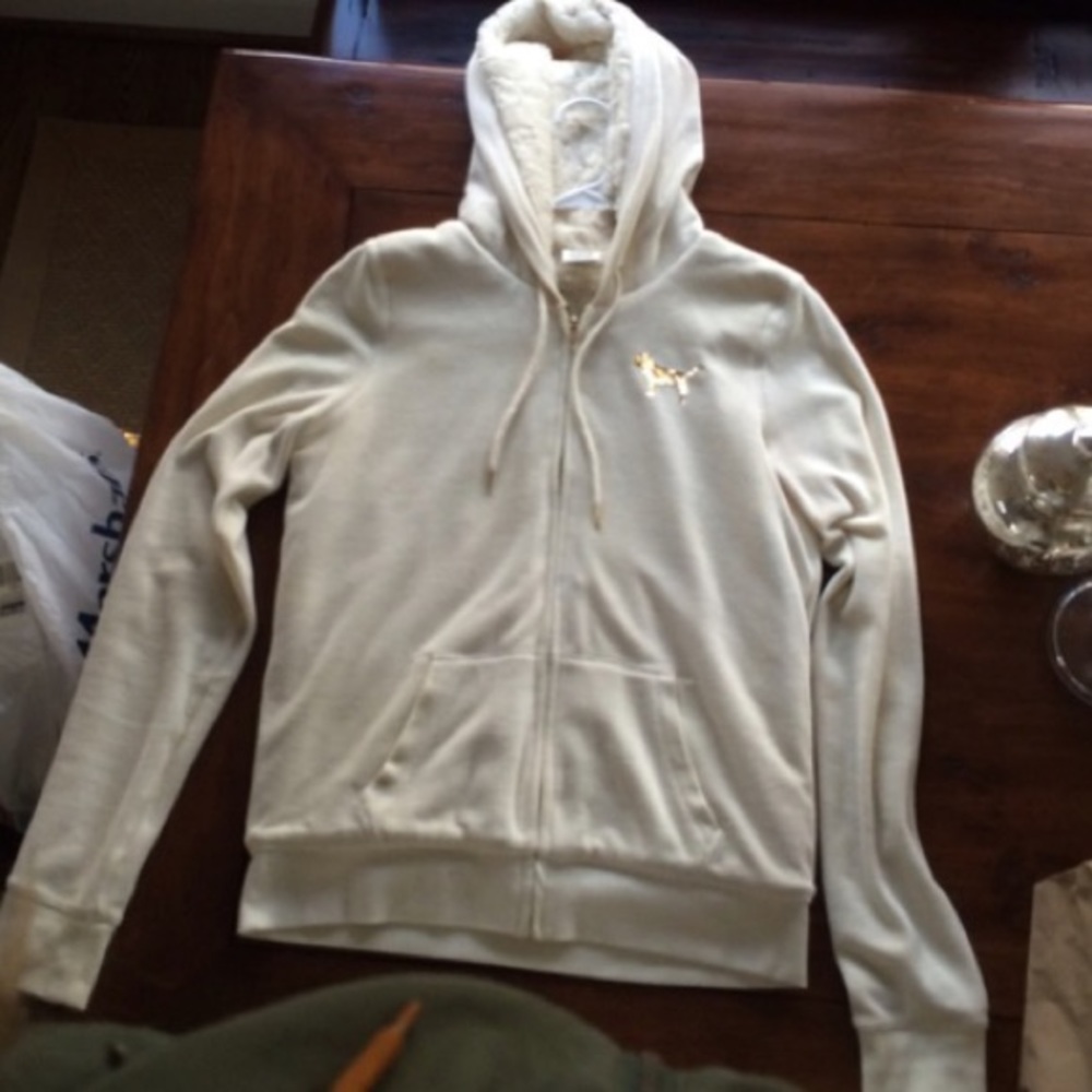 Rare VS Pink hooded jacket with faux fur