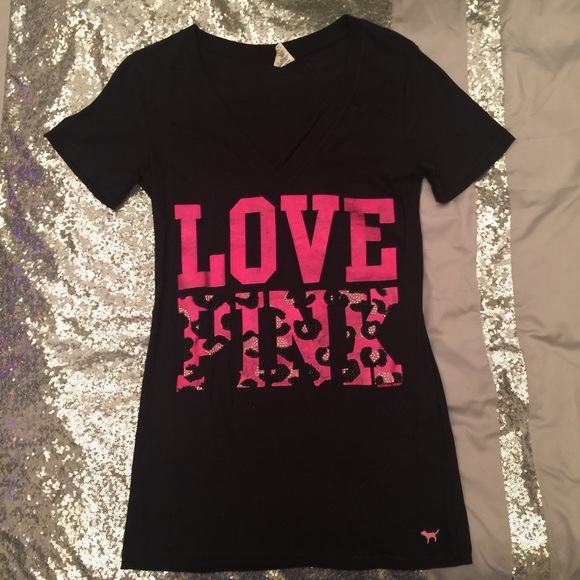 Victoria's Secret Pink Rhinestone Cheetah Tee