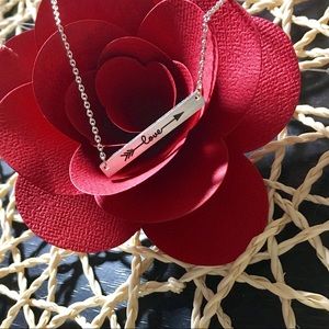 Last One🖤Silver Plated Love Arrow Bar Necklace