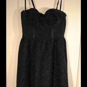 Corset Dress Navy Blue with Lace Detail