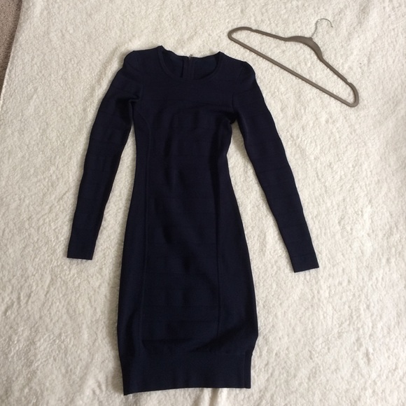Navy Fitted Dress - Picture 1 of 2