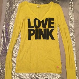 Yellow Victoria's Secret Pink Long Sleeve Tee