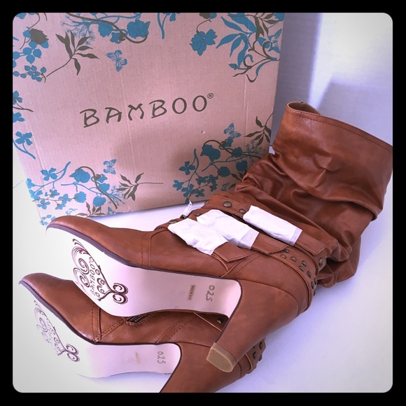 Bamboo Shoes - NEW IN BOX Carmel leather scrunch boots 💝