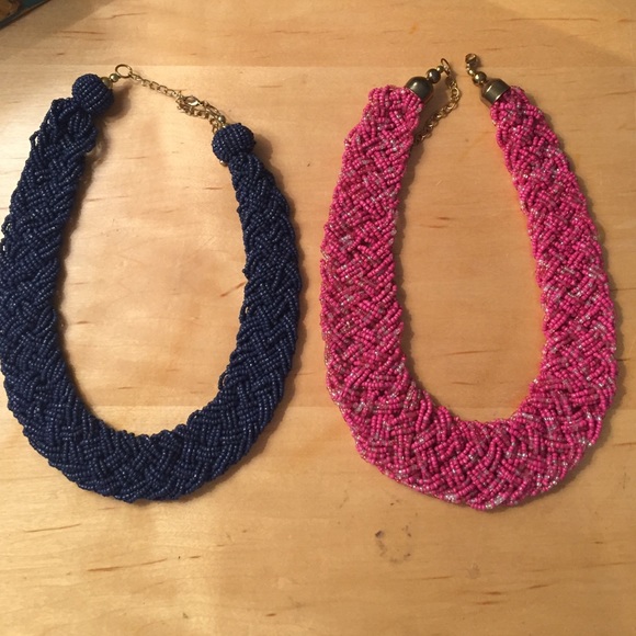 Statement Beaded Necklaces: Pink & Navy