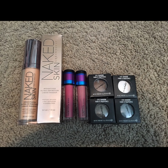 Urban decay foundation Mac lip glosses, eye shadow