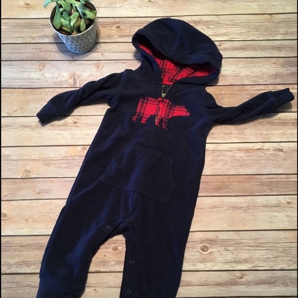 Boy's fleece hooded jumpsuit