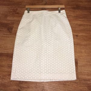 Lazer cutout leather pencil skirt