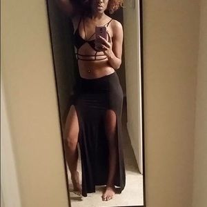 Double high split Maxi skirt