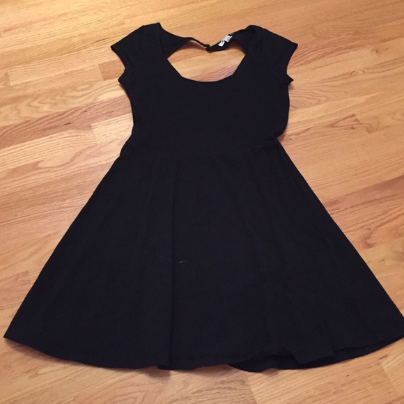 Black shirt fit and flare dress