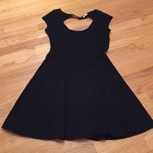 Black shirt fit and flare dress