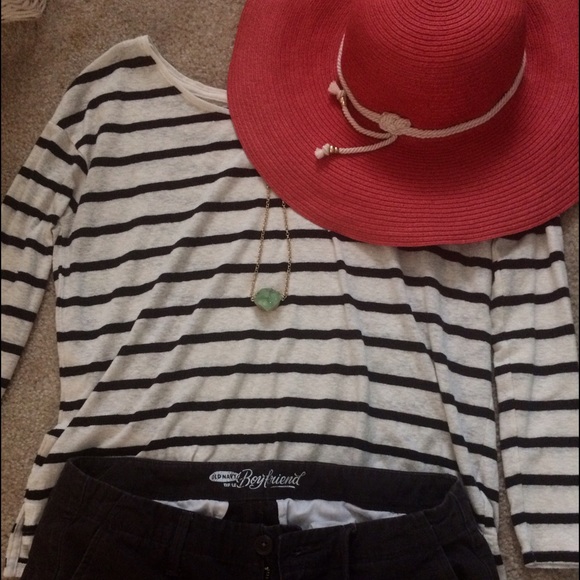 Striped, three quarter sleeve top