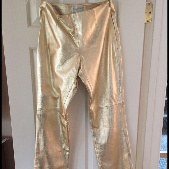 Gold Leather Leggings by Hugo Buscati Collection