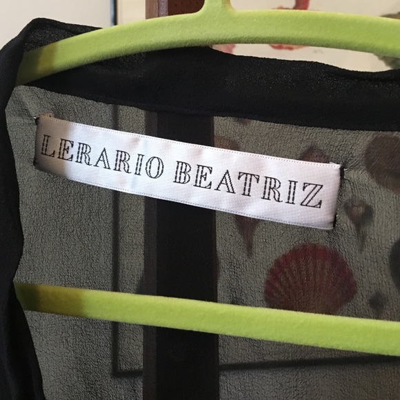 Sheer silk chiffon short sleeve black top. - Picture 2 of 4