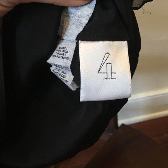 Sheer silk chiffon short sleeve black top. - Picture 3 of 4