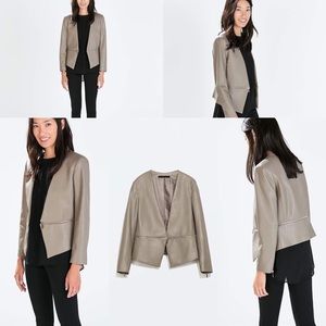 Zara Zippered Faux Leather Blazer