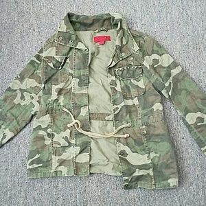 Camo studded bomber coat