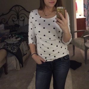 F21 Polka Dot 3/4 Sleeve Shirt