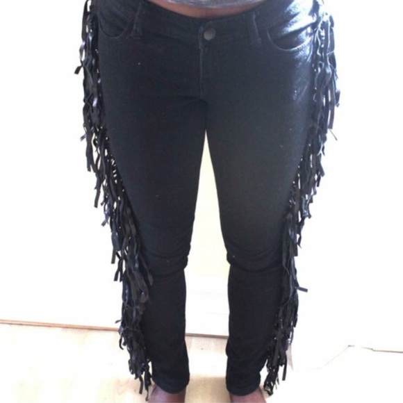 Size 20 plus black fringe skinny fit jeans