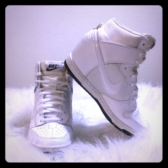 All White Nike Wedge Gym Shoes