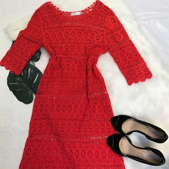 Red lace dress