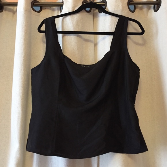 100% Silk Black Sleeveless Blouse