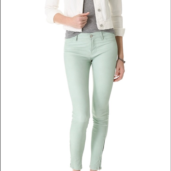 J BRAND mint lamb leather super skinny pants