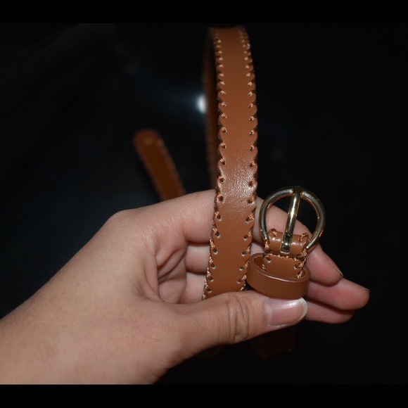 Skinny Brown Belt w/ Gold Buckle