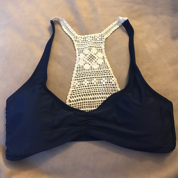 Aerie Navy Lace Backed Swimsuit Top!