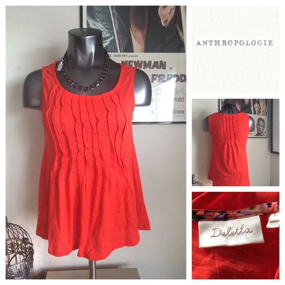 Anthopologie Blood Orange Mini Pleated Tank