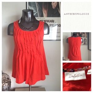 Anthopologie Blood Orange Mini Pleated Tank