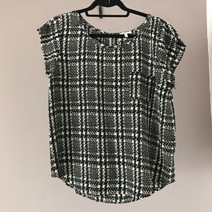 Joie silk cap sleeve blouse with keyhole closure