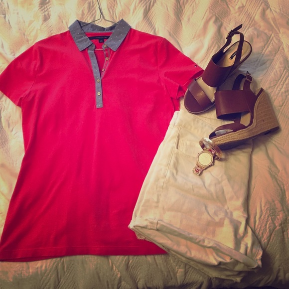 Pink Tommy Hilfiger polo. Size L