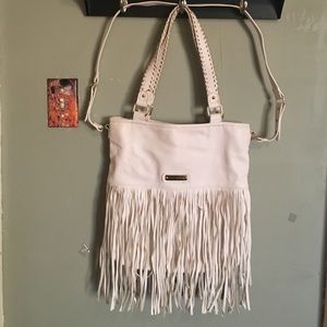 Steve Madden white fringe handbag