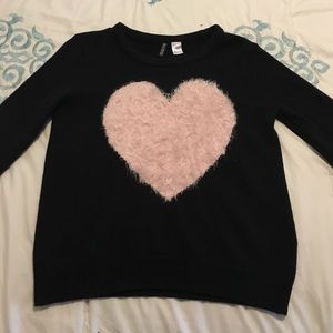 Fuzzy heart sweater