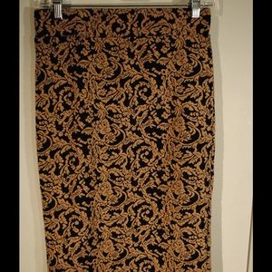 Floral and Leaf Motif Pencil Skirt