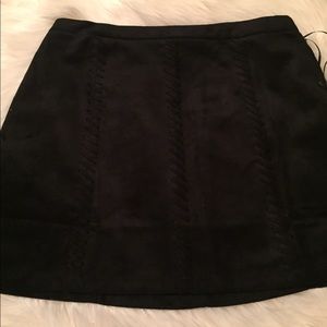 Black suede mini skirt