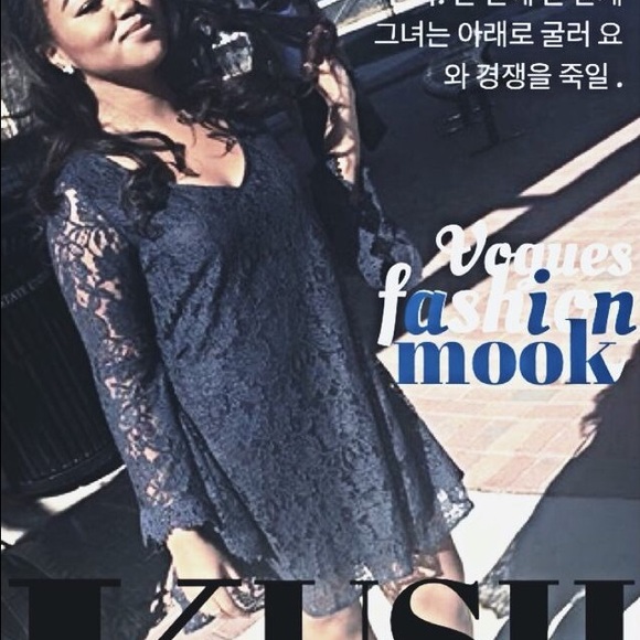 Navy Blue Lace Dress - Picture 2 of 2