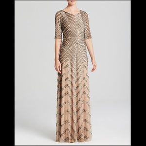 Adrianna Papell Elbow Sleeve Chevron Sequin Dress