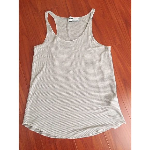 Zara black and off white stripped tank top